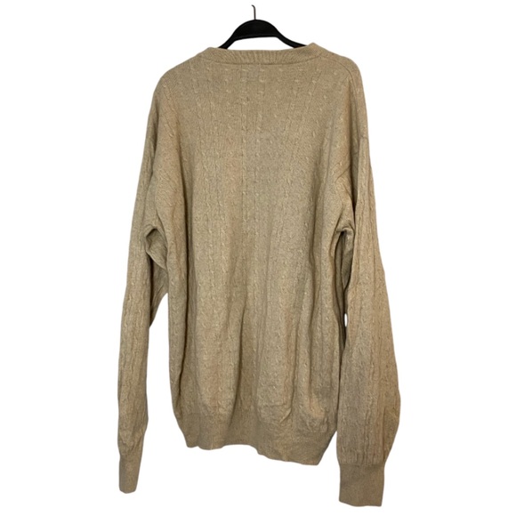 MEN'S I LEVRIERI ITALY CASHMERE/SILK BEIGE CABLE KNIT CREW NECK SWEATER SZ XXL - Picture 4 of 5